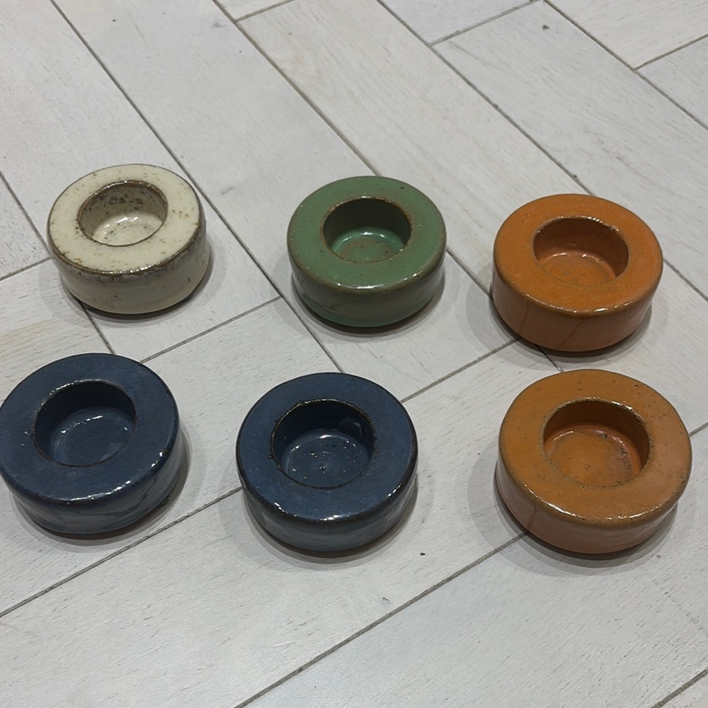 Set of Colorful Ceramic Candle Holders for outdoor or indoor use